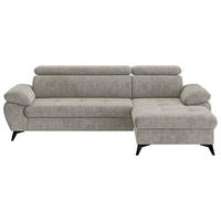 ECKSOFA in Schlammfarben  - Schlammfarben/Schwarz, Textil/Metall (261/166cm) - MID.YOU