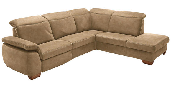 WOHNLANDSCHAFT in Textil Dunkelbraun - Dunkelbraun/Beige, KONVENTIONELL, Textil (299/245cm) - Voleo