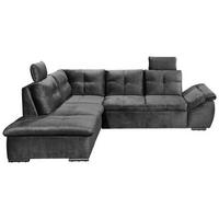 ECKSOFA in Mikrovelours Schwarz  - Schwarz, Konventionell, Kunststoff/Textil (217/265cm) - Carryhome