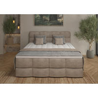 BOXSPRINGBETT 160/200 cm,  in Sandfarben, gepolstertes Kopfteil, Bettkasten, Topper, Matratzen, H3 + H3 = fest  - Sandfarben/Schwarz, Design, Kunststoff/Textil (160/200cm) - Chameo