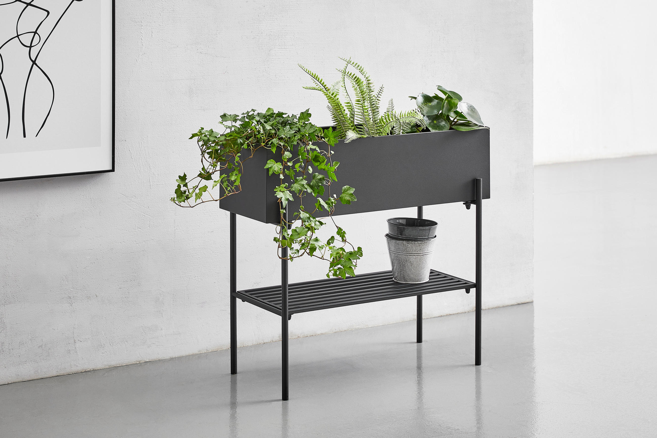 BLUMENSTÄNDER Metall  - Schwarz, Design, Metall (70/65/28cm) - Landscape