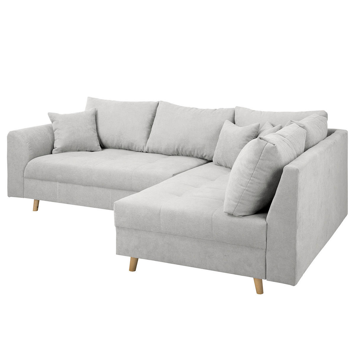 ECKSOFA Ariella in Mikrofaser Hellgrau  231/161 cm  - Hellgrau/Naturfarben, Design, Holz/Textil (231/161cm) - Livetastic