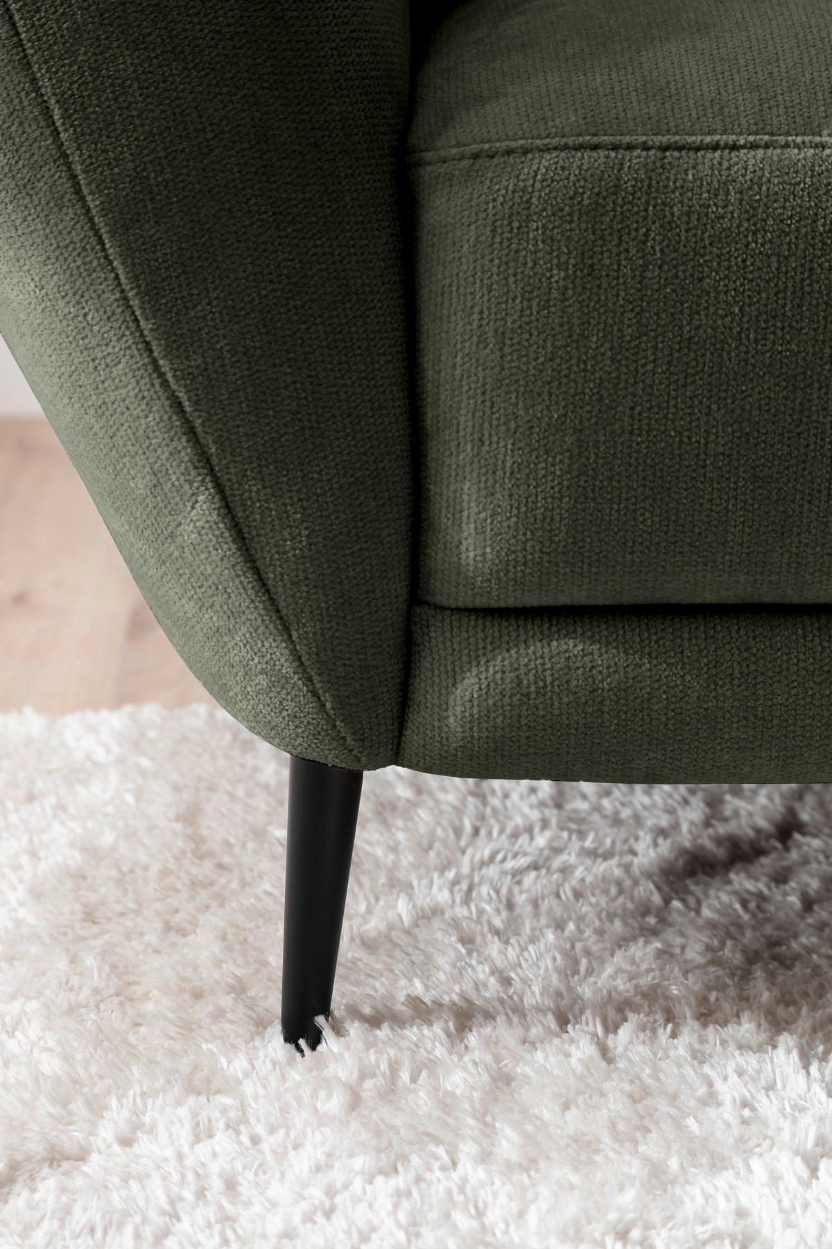 RÉCAMIERE Olivgrün Chenille Zierkissen, Rücken echt  - Schwarz/Olivgrün, KONVENTIONELL, Textil/Metall (224/70/97cm) - Hom`in