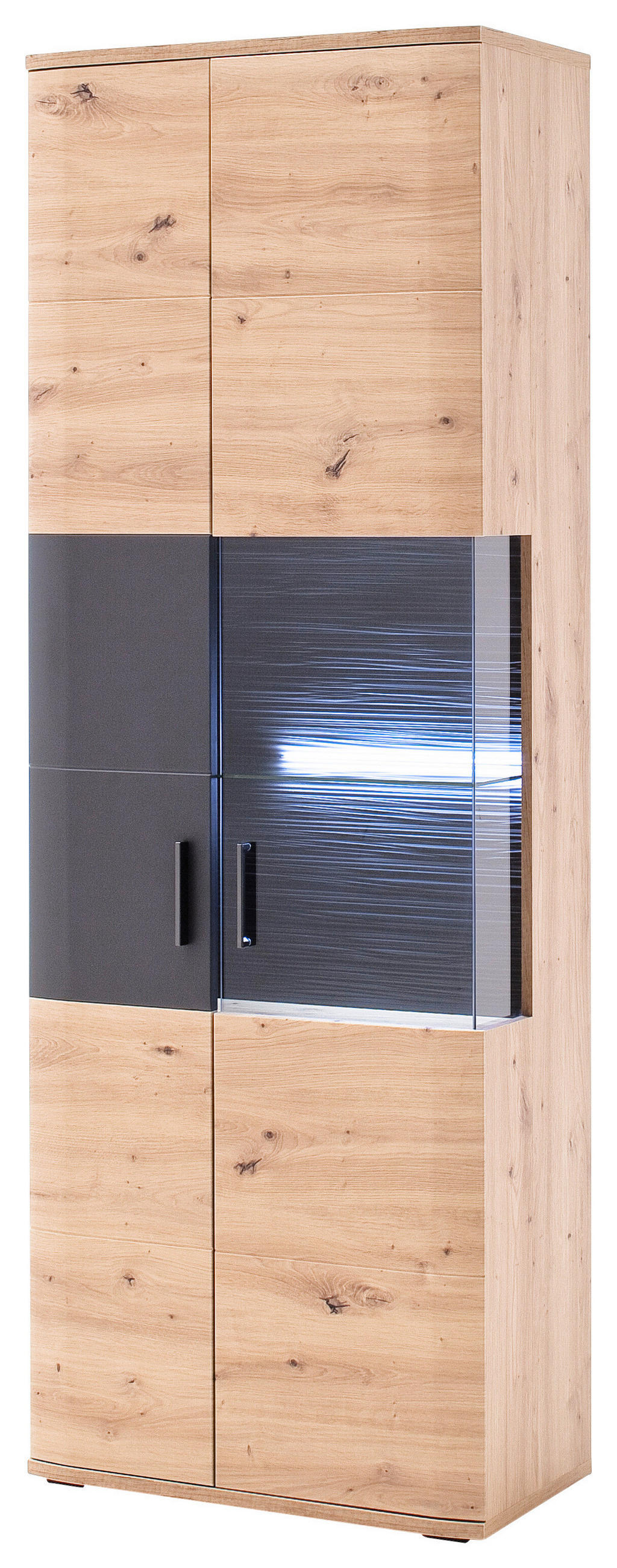 Livetastic VITRÍNA, antracitová, farba duba, 70/198/37 cm