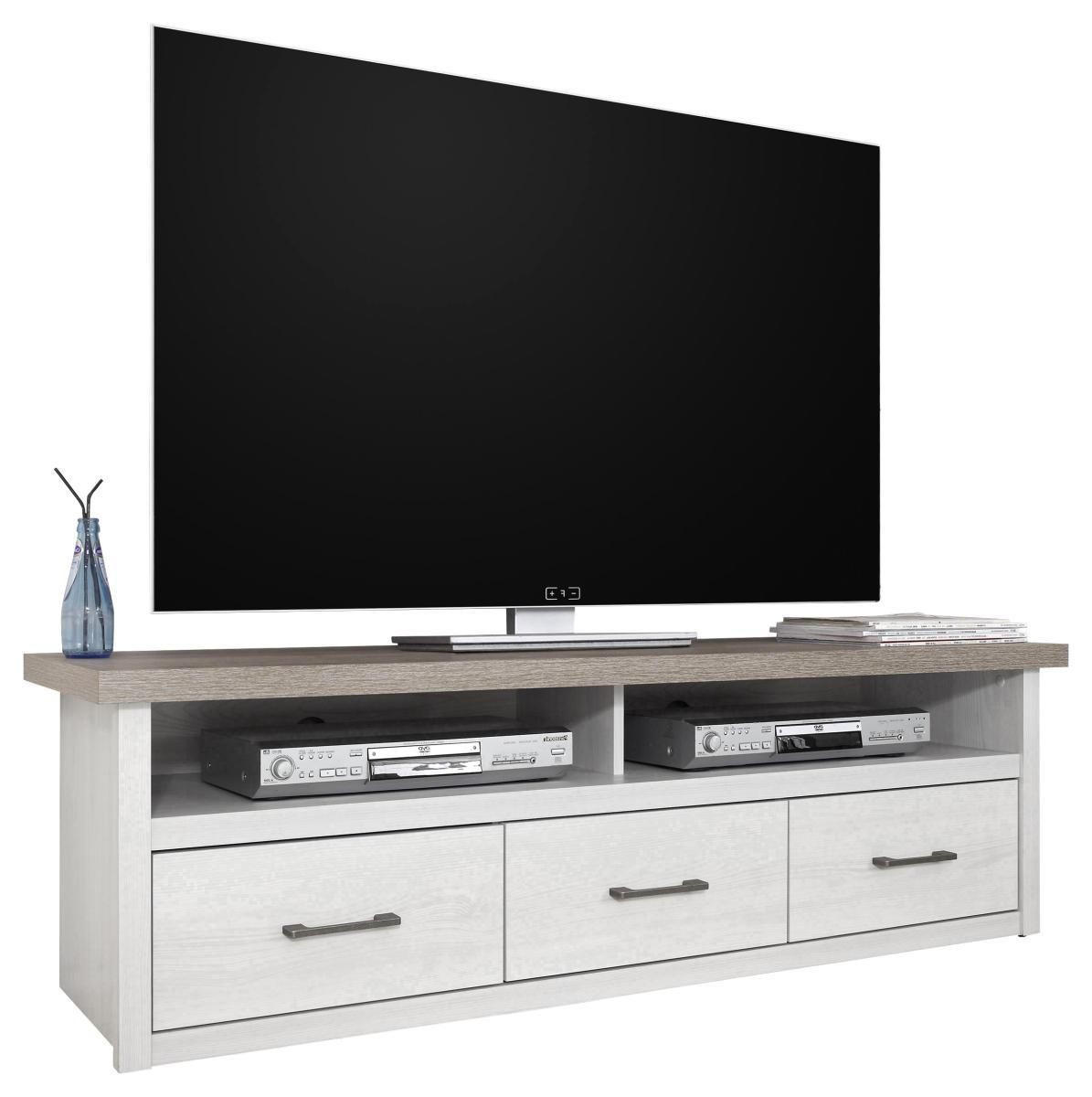 TV DIEL, biela, farba hľuzovkového duba, 148/46/43 cm - biela/grafitová, Lifestyle, kov/kompozitné drevo (148/46/43cm) - Carryhome