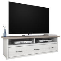 KOMODA POD TELEVIZI, bílá, barvy lanýžového dubu, 148/46/43 cm - bílá/barvy grafitu, Lifestyle, kov/kompozitní dřevo (148/46/43cm) - Carryhome