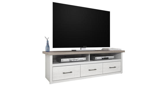 TV-ELEMENT Weiß, Trüffeleichefarben  - Trüffeleichefarben/Graphitfarben, LIFESTYLE, Holzwerkstoff/Metall (148/46/43cm) - Carryhome