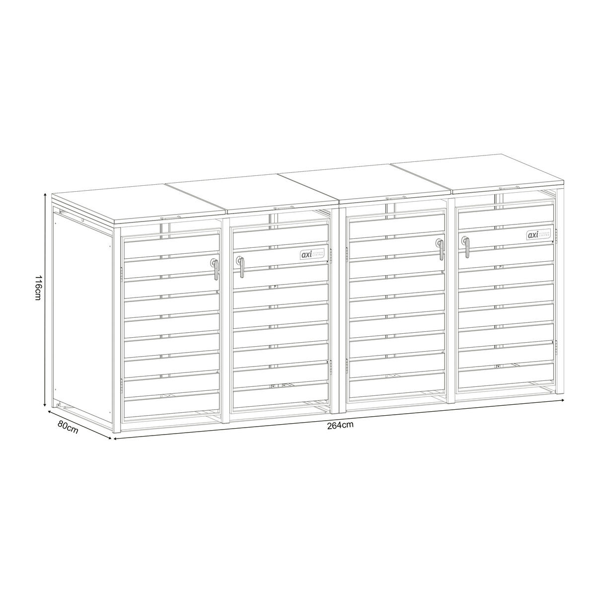 MÜLLTONNENBOX - Anthrazit/Braun, KONVENTIONELL, Metall (80/116/264cm) - Ambia Garden