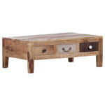 COUCHTISCH Akazie, Mangoholz massiv 100/70/37 cm rechteckig Naturfarben, Weiß, Akaziefarben, Dunkelbraun  - Dunkelbraun/Schwarz, Design, Holz/Holzwerkstoff (100/70/37cm) - Landscape