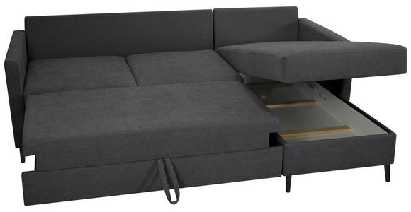 ECKSOFA Anthrazit Chenille - Anthrazit/Schwarz, KONVENTIONELL, Holz/Textil (159/221cm) - Carryhome