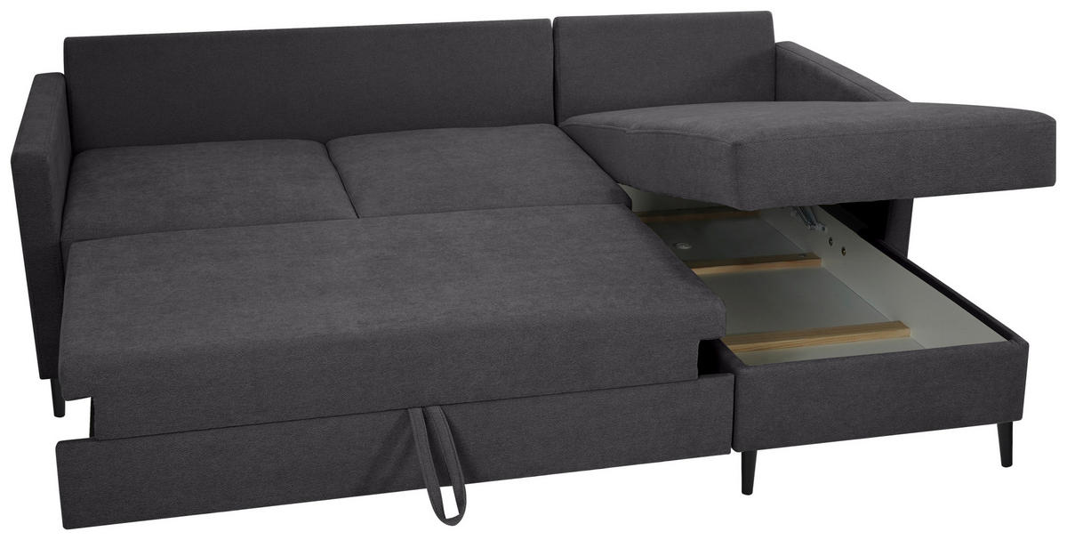 ECKSOFA in Chenille Anthrazit  - Anthrazit/Schwarz, Konventionell, Holz/Textil (159/221cm) - Carryhome