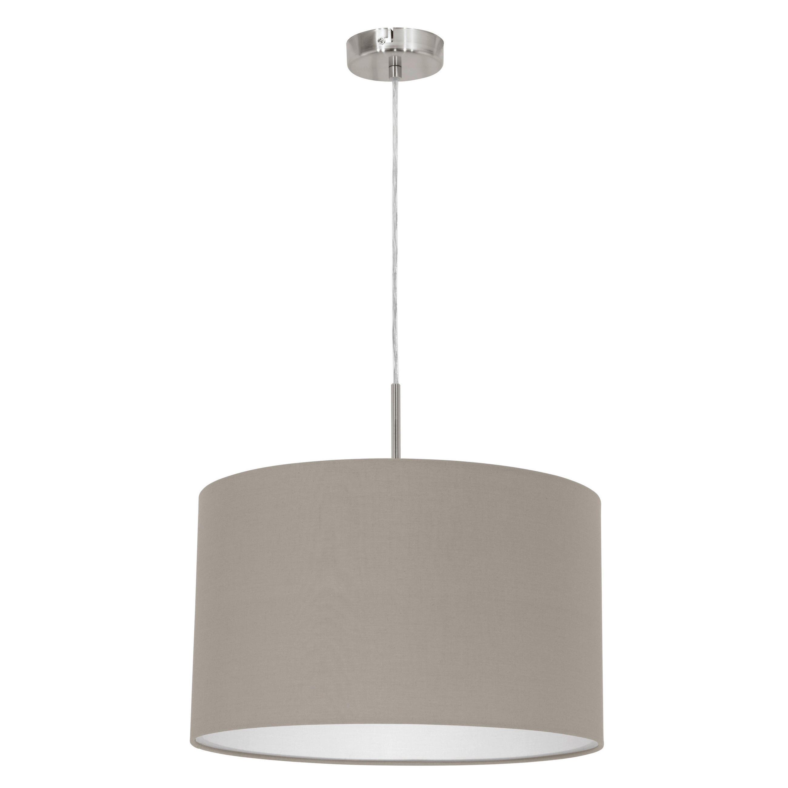 HÄNGELEUCHTE PASTERI 38/110 cm   - Taupe/Nickelfarben, KONVENTIONELL, Textil/Metall (38/110cm) - Eglo