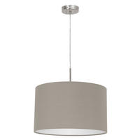 HÄNGELEUCHTE PASTERI 38/110 cm   - Taupe/Nickelfarben, KONVENTIONELL, Textil/Metall (38/110cm) - Eglo