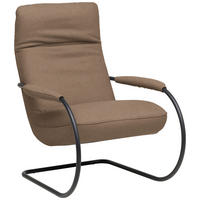 SESSEL in Echtleder Greige  - Greige/Schwarz, Design, Leder/Metall (80/104/99cm) - Koinor