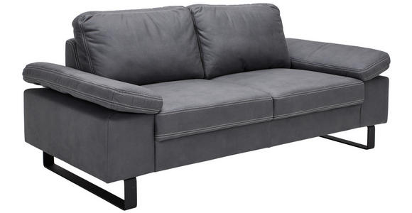 2-SITZER-SOFA in Mikrofaser Grau  - Beige/Schwarz, Design, Textil/Metall (194/86/97cm) - Hom`in