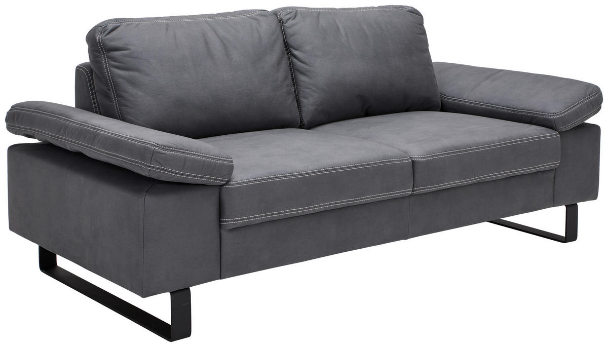 2-SITZER-SOFA in Mikrofaser Grau  - Beige/Schwarz, Design, Textil/Metall (194/86/97cm) - Hom`in