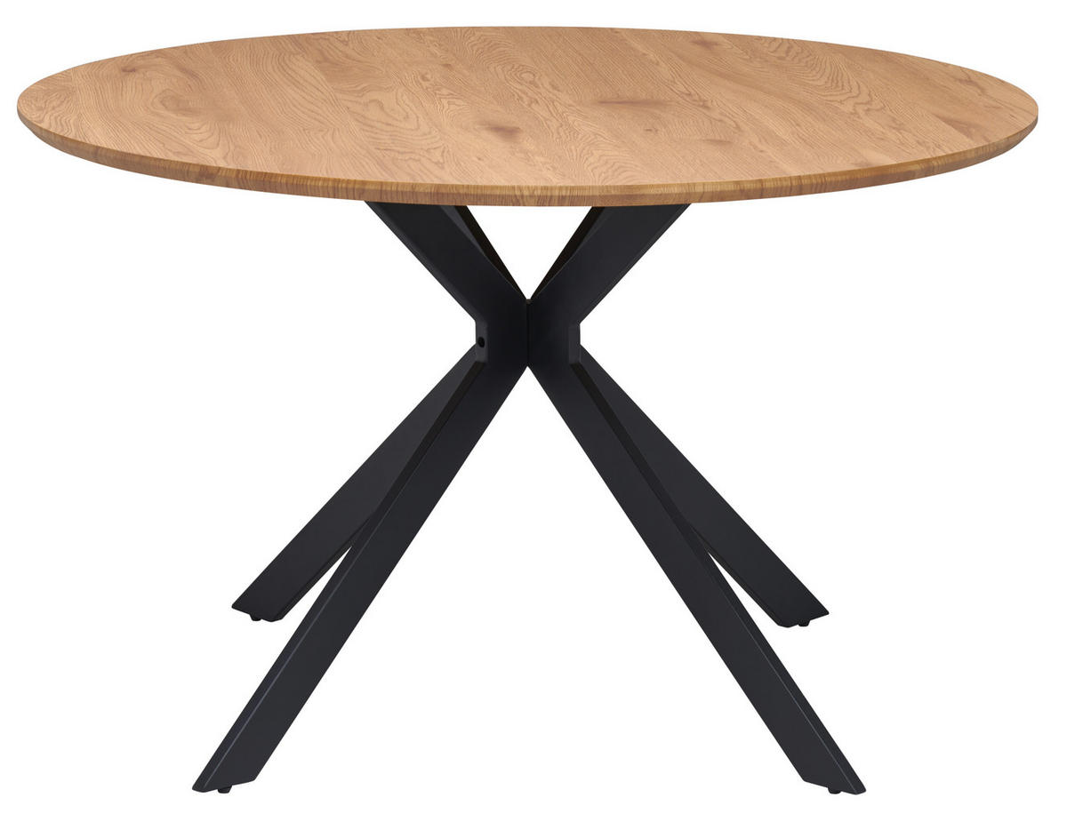 ESSTISCH in Metall, Holzwerkstoff 120/120/76 cm  - Eichefarben/Schwarz, KONVENTIONELL, Holzwerkstoff/Metall (120/120/76cm) - MID.YOU