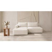 ECKSOFA FREDO Creme Bouclé  - Creme/Schwarz, Design, Kunststoff/Textil (150/233cm) - MID.YOU