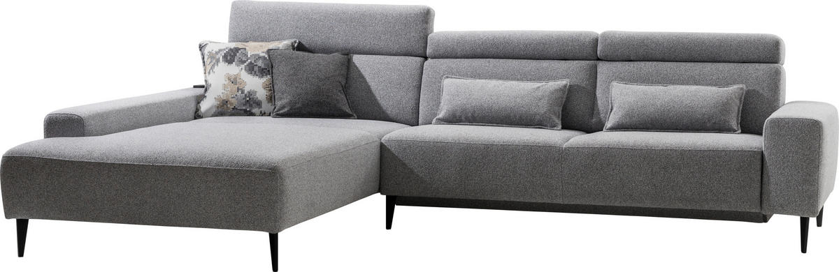 ECKSOFA  in Flachgewebe Grau  205/308 cm  - Schwarz/Grau, Design, Textil/Metall (205/308cm) - Sedda
