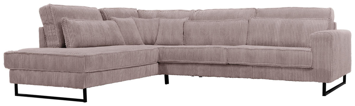 ECKSOFA ICON Cappuccino Cord Zierkissen, Rückenkissen, Nierenkissen  - Schwarz/Cappuccino, KONVENTIONELL, Textil/Metall (284/253cm) - Livetastic