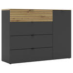 SIDEBOARD 136/99/41 cm  in Graphitfarben, Eiche Artisan  - Schwarz/Graphitfarben, MODERN, Holzwerkstoff/Metall (136/99/41cm) - Voleo