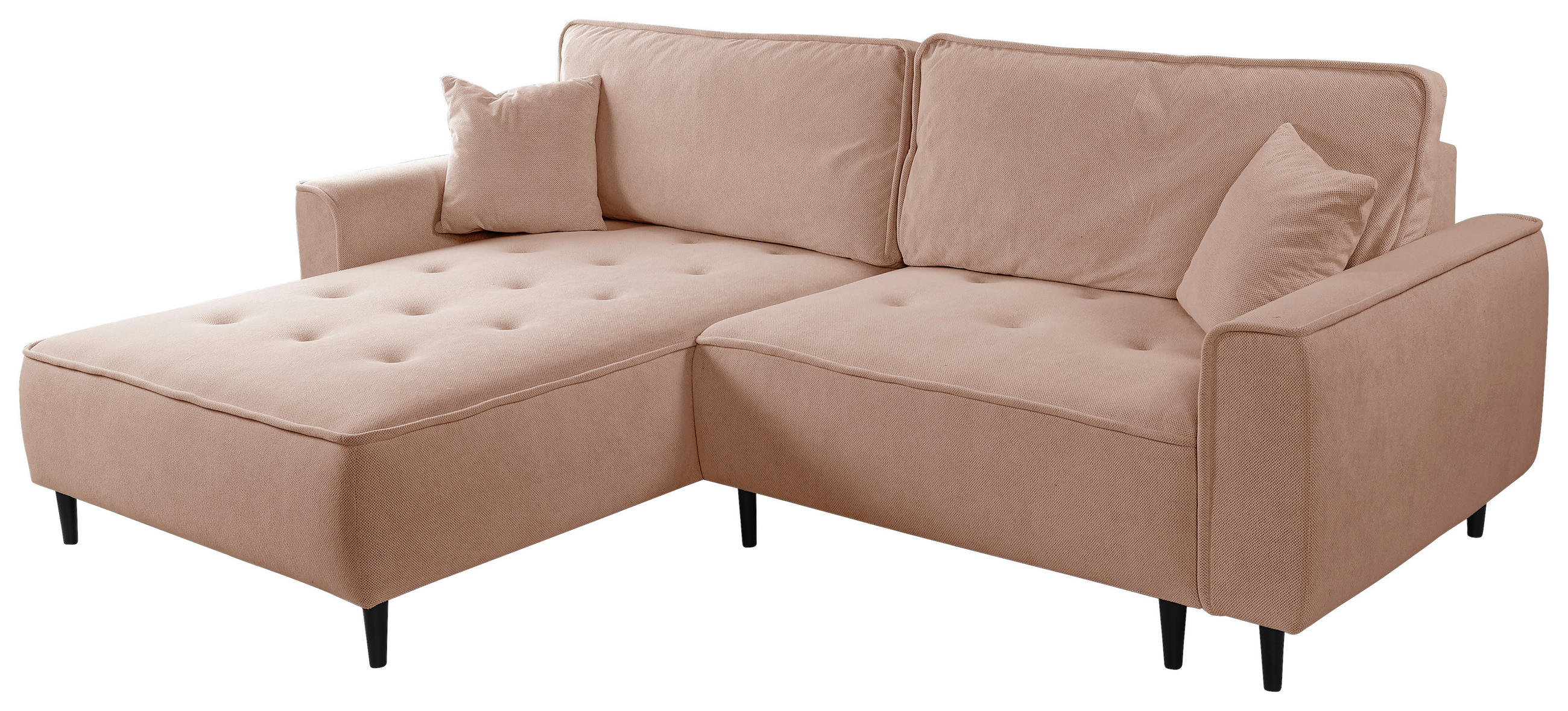 Thumbnail - Mid.you Ecksofa, Rosa, Textil, Kiefer, 3-Sitzer, Füllung: Polyurethan (PUR),Polyurethan (Pur), Ottomane links, L-Form, 2...