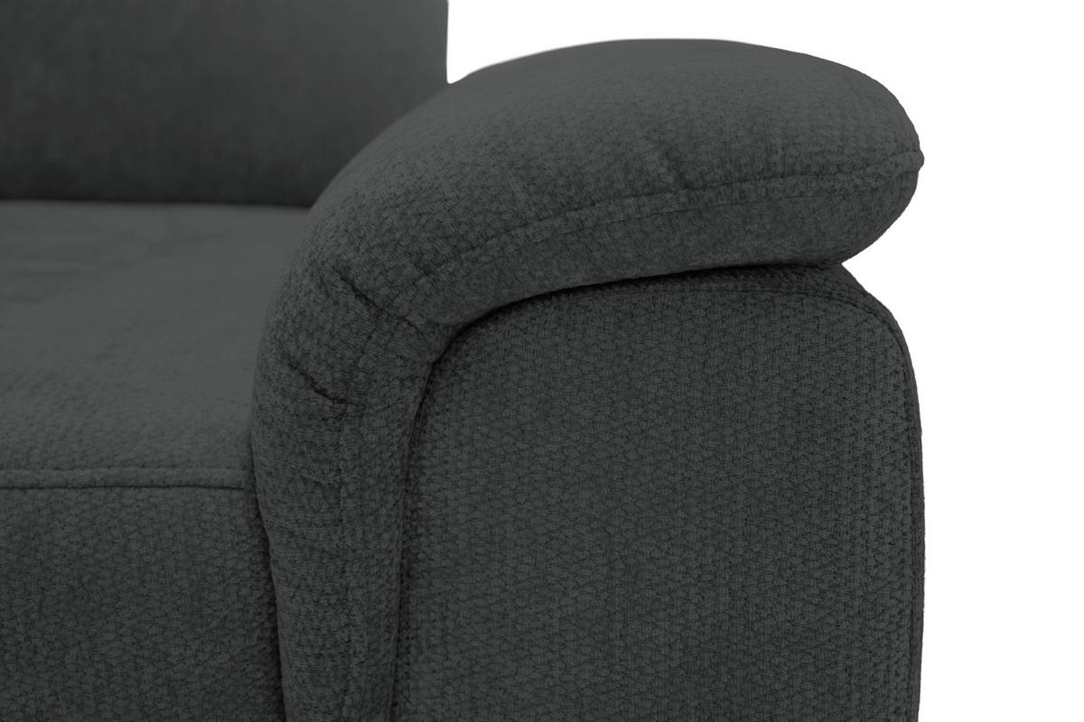 ECKSOFA Schwarz Chenille Bettkasten, Schlaffunktion, Rücken echt, Kopfteilverstellung, Liegefläche im Originalstoff  - Schwarz, KONVENTIONELL, Textil/Metall (206/265cm) - Carryhome