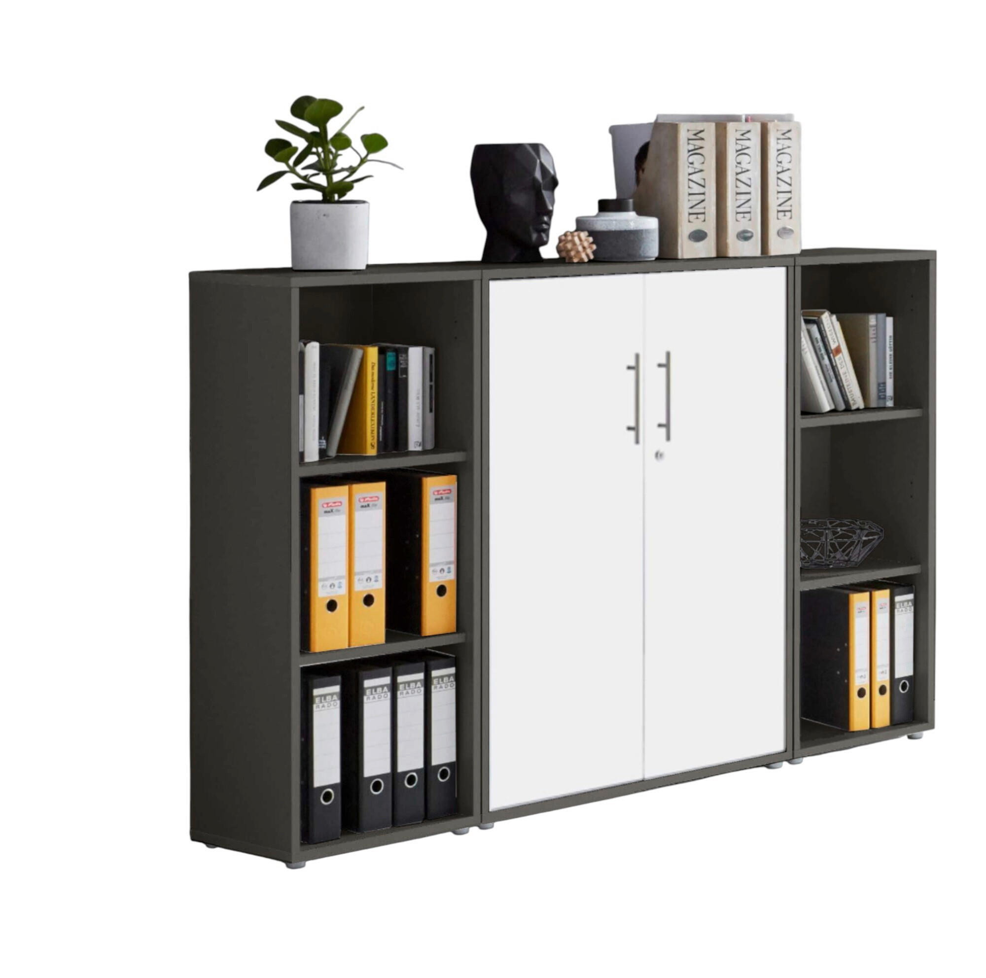AKTENSCHRANK Anthrazit, Weiß  - Anthrazit/Weiß, MODERN, Holzwerkstoff (172,6/113,6/33cm) - MID.YOU