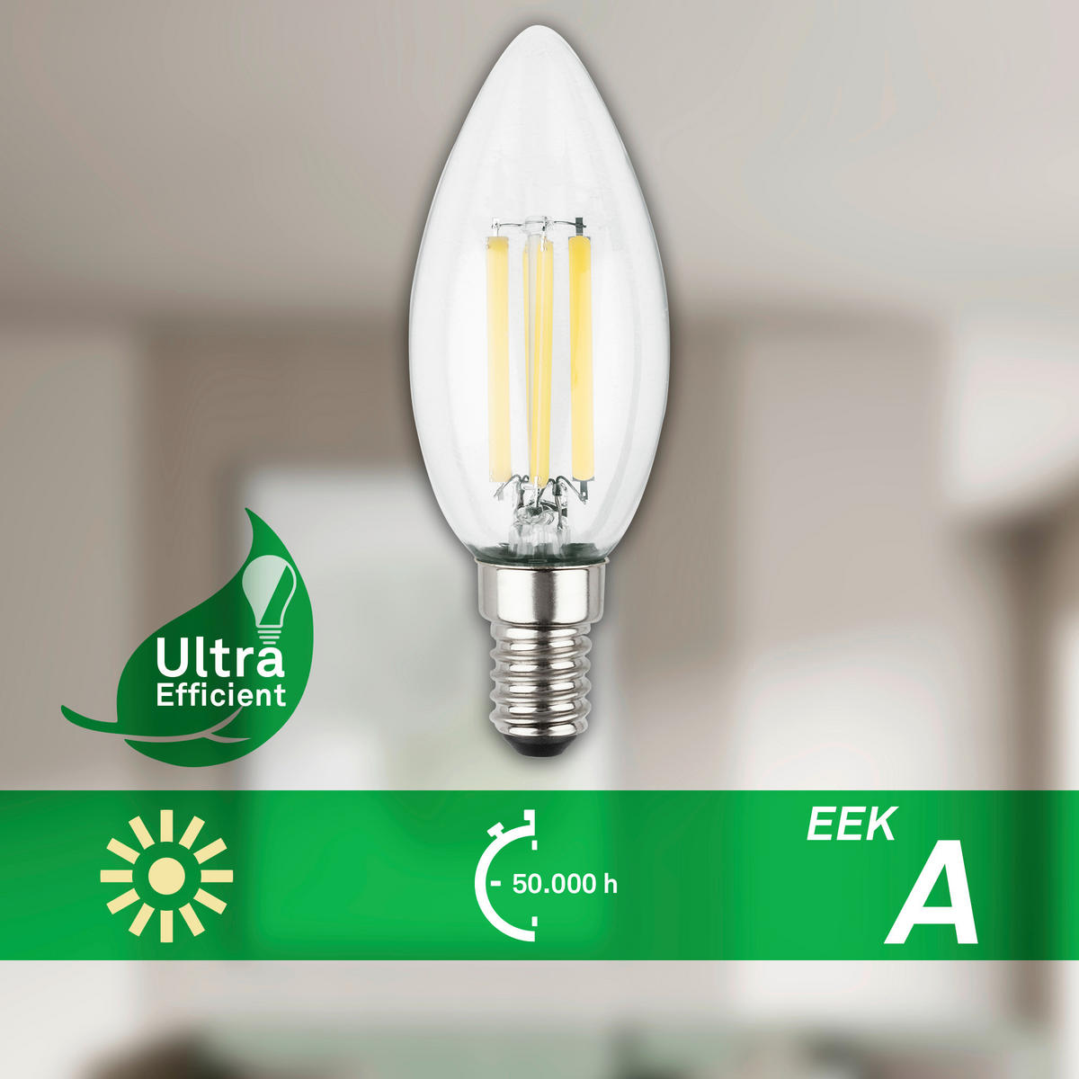 LED-LEUCHTMITTEL   E14 4 W 840 lm  - Silberfarben, Basics, Glas (3,5/9,8cm)