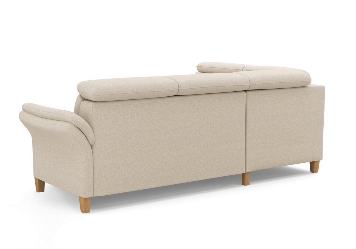 ECKSOFA Flachgewebe Creme  - Eichefarben/Creme, Konventionell, Holz/Textil (193/247cm) - Sit & More