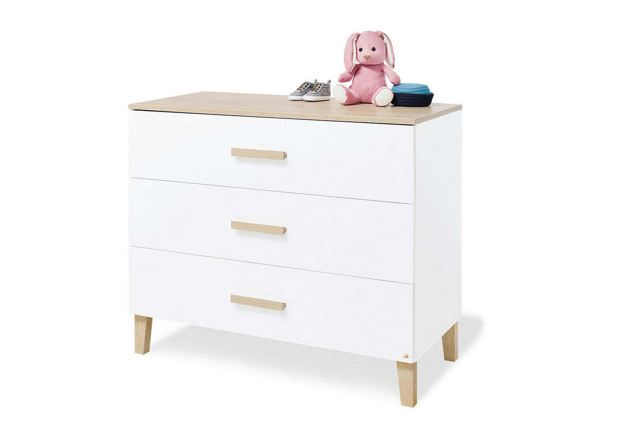 BABYZIMMER LUMI SET  - Eichefarben/Weiß, Design, Holzwerkstoff (145/77/84cm) - Pinolino