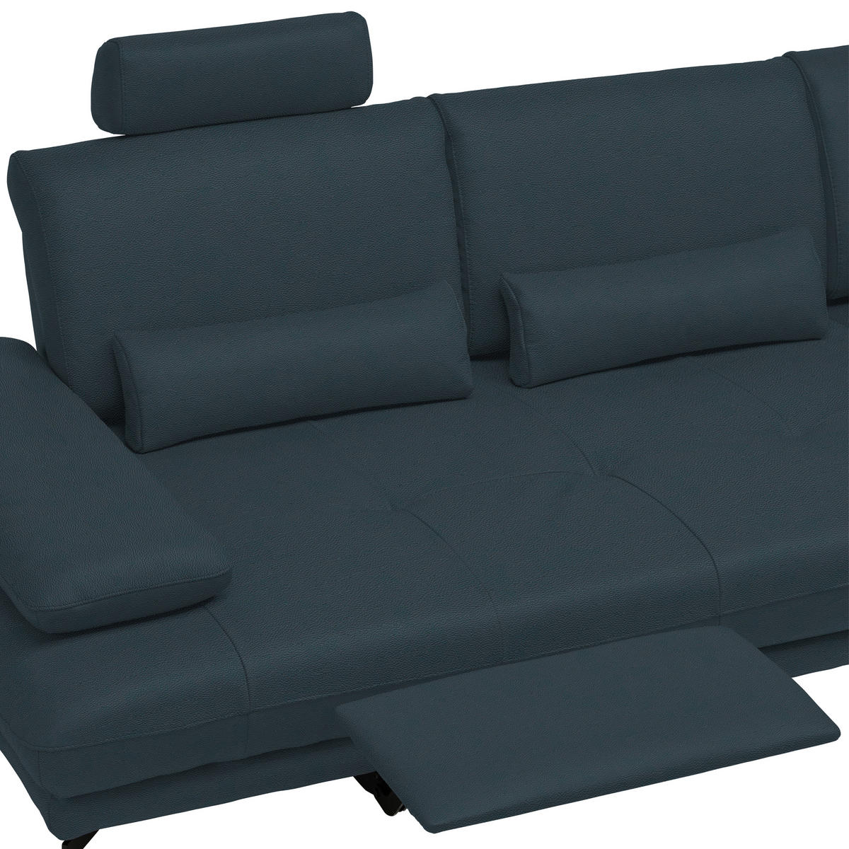 ECKSOFA in Echtleder Dunkelblau  - Schwarz/Dunkelblau, Design, Leder/Metall (273/187cm) - Celina Home