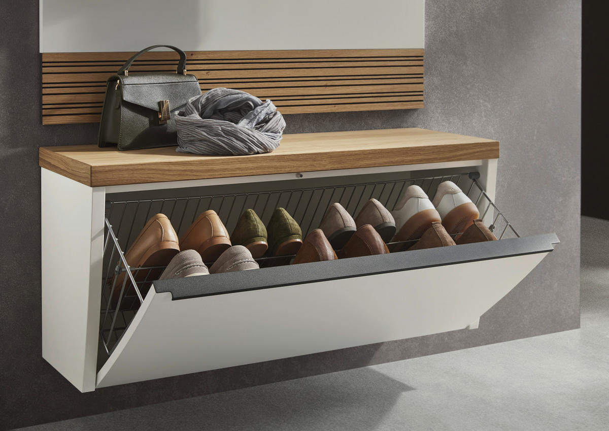 GARDEROBENBANK  in 92/42/31 cm  - Eichefarben/Anthrazit, Design, Metall (92/42/31cm) - Dieter Knoll