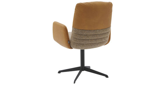 ARMLEHNSTUHL  in Stahl Flachgewebe Echtleder pigmentiert  - Rostfarben/Cognac, Design, Leder/Textil (64/93/69cm) - Dieter Knoll