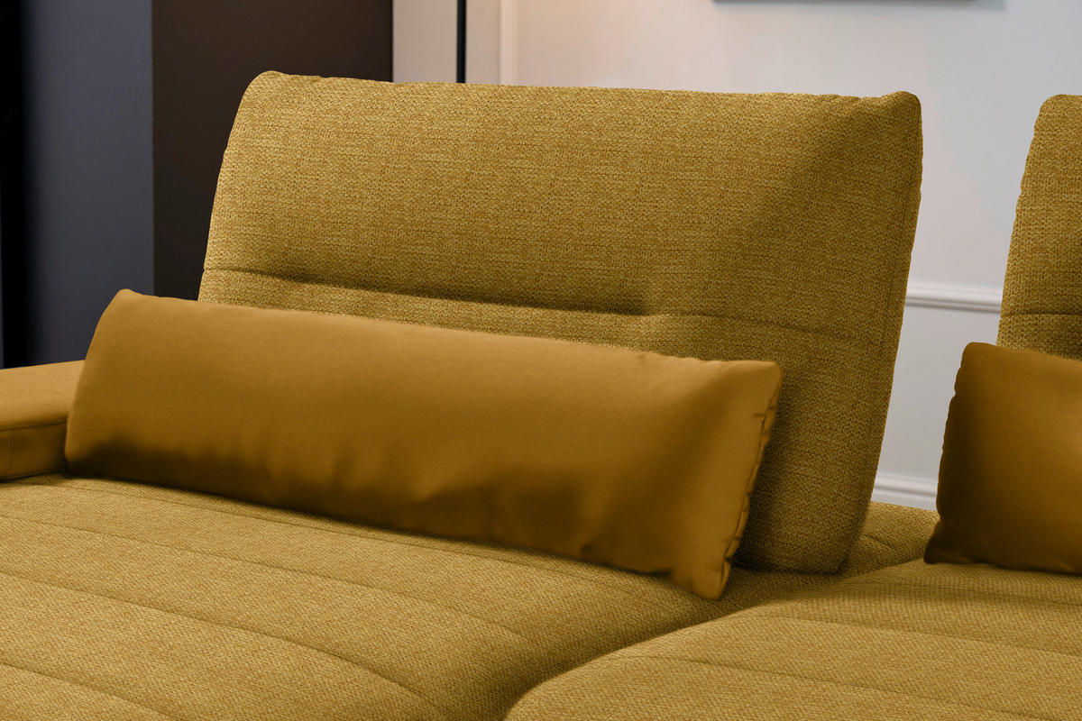 ECKSOFA in Webstoff Currygelb  - Currygelb/Schwarz, Konventionell, Textil/Metall (191/273cm) - Carryhome