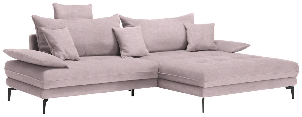 ECKSOFA PRATO Altrosa Mikrofaser  - Schwarz/Altrosa, MODERN, Textil/Metall (292/176cm) - MID.YOU