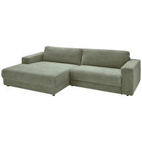 ECKSOFA in Cord Grün  - Schwarz/Grün, Design, Kunststoff/Textil (168/296cm) - Pure Home Lifestyle