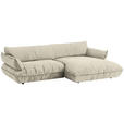 ECKSOFA  in Flachgewebe Creme  264/185 cm  - Creme/Schwarz, Design, Kunststoff/Textil (264/185cm) - Belluti