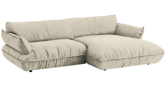 ECKSOFA  in Flachgewebe Creme  264/185 cm  - Creme/Schwarz, Design, Kunststoff/Textil (264/185cm) - Belluti