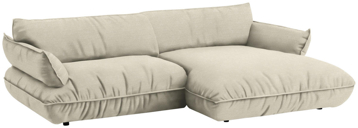 ECKSOFA Flachgewebe Creme  - Creme/Schwarz, Design, Kunststoff/Textil (264/185cm) - Belluti