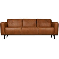 3-SITZER-SOFA Statement Kombination Echtleder/Lederlook Cognac  - Cognac/Schwarz, Design, Leder/Holz (230/77/93cm) - Livetastic