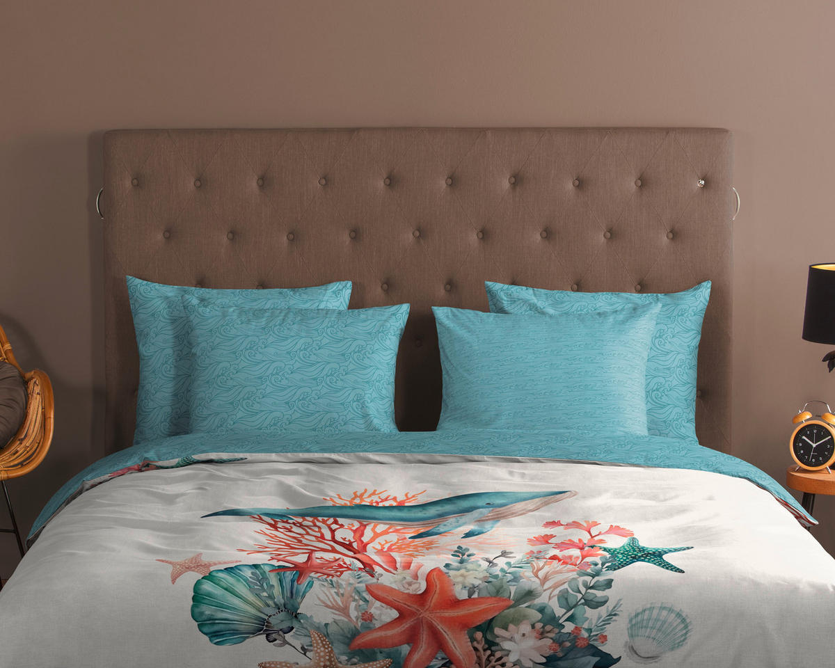 WENDEBETTWÄSCHE Good Morning Renforcé 140/200 cm  - Blau/Weiß, Design, Textil (140/200cm)