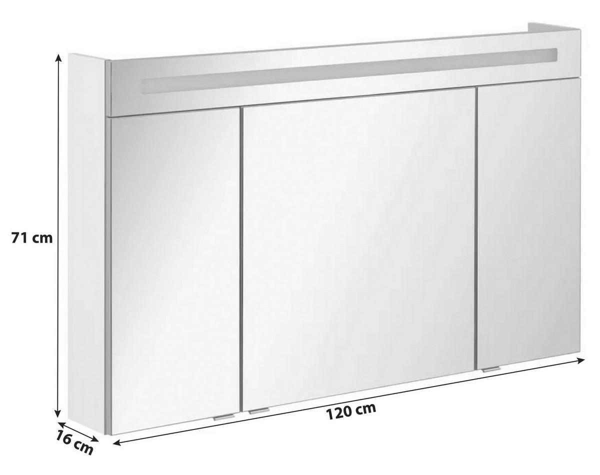 SPIEGELSCHRANK 120/71/16 cm  - Alufarben/Weiß, MODERN, Glas/Holzwerkstoff (120/71/16cm) - MID.YOU
