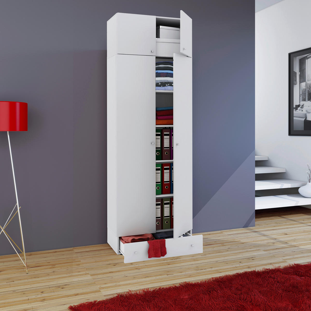 MEHRZWECKSCHRANK 70/238/39 cm  in Weiß  - Silberfarben/Weiß, MODERN, Holzwerkstoff/Kunststoff (70/238/39cm) - MID.YOU