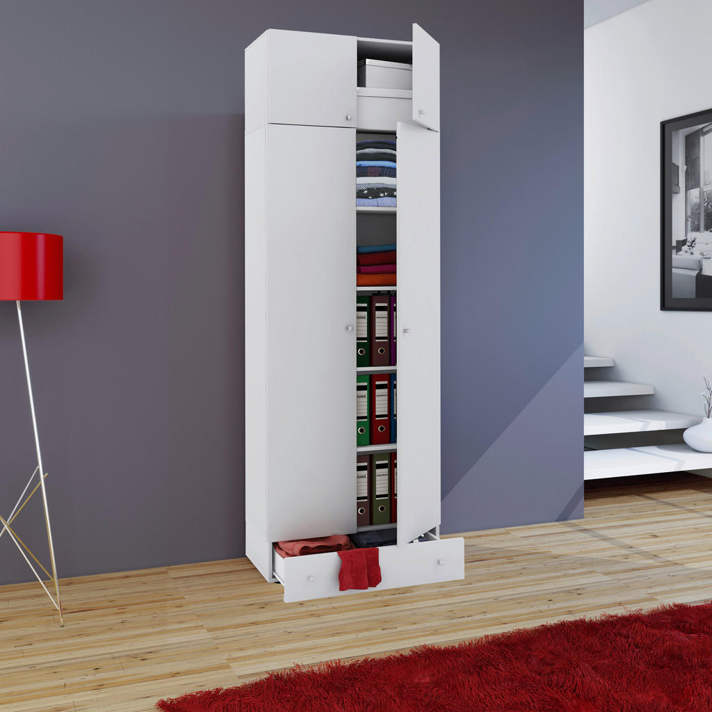 Thumbnail - Mid.you Mehrzweckschrank, Weiß, Kunststoff, 4 Fächer, 1 Schubladen, 70x238x39 cm, stehend, stabil, erweiterbar, Waschküc...