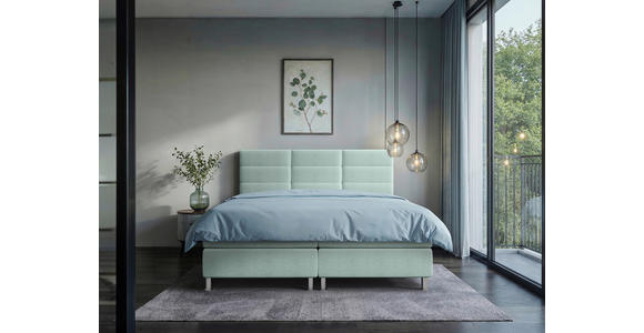 BOXBETT 180/200 cm  in Türkis  - Türkis/Chromfarben, KONVENTIONELL, Textil/Metall (180/200cm) - Carryhome