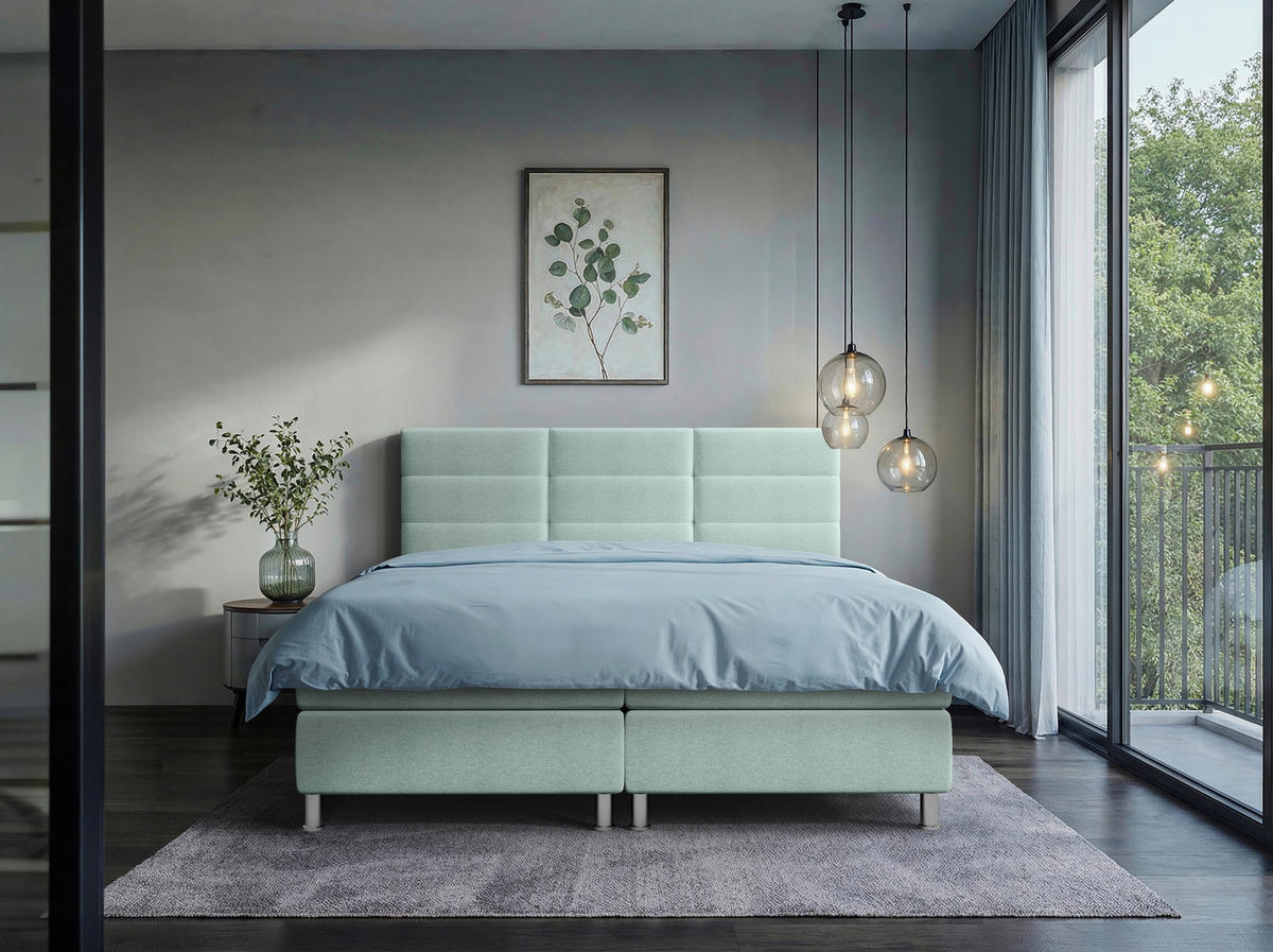 BOXBETT 180/200 cm  in Türkis  - Türkis/Chromfarben, KONVENTIONELL, Textil/Metall (180/200cm) - Carryhome