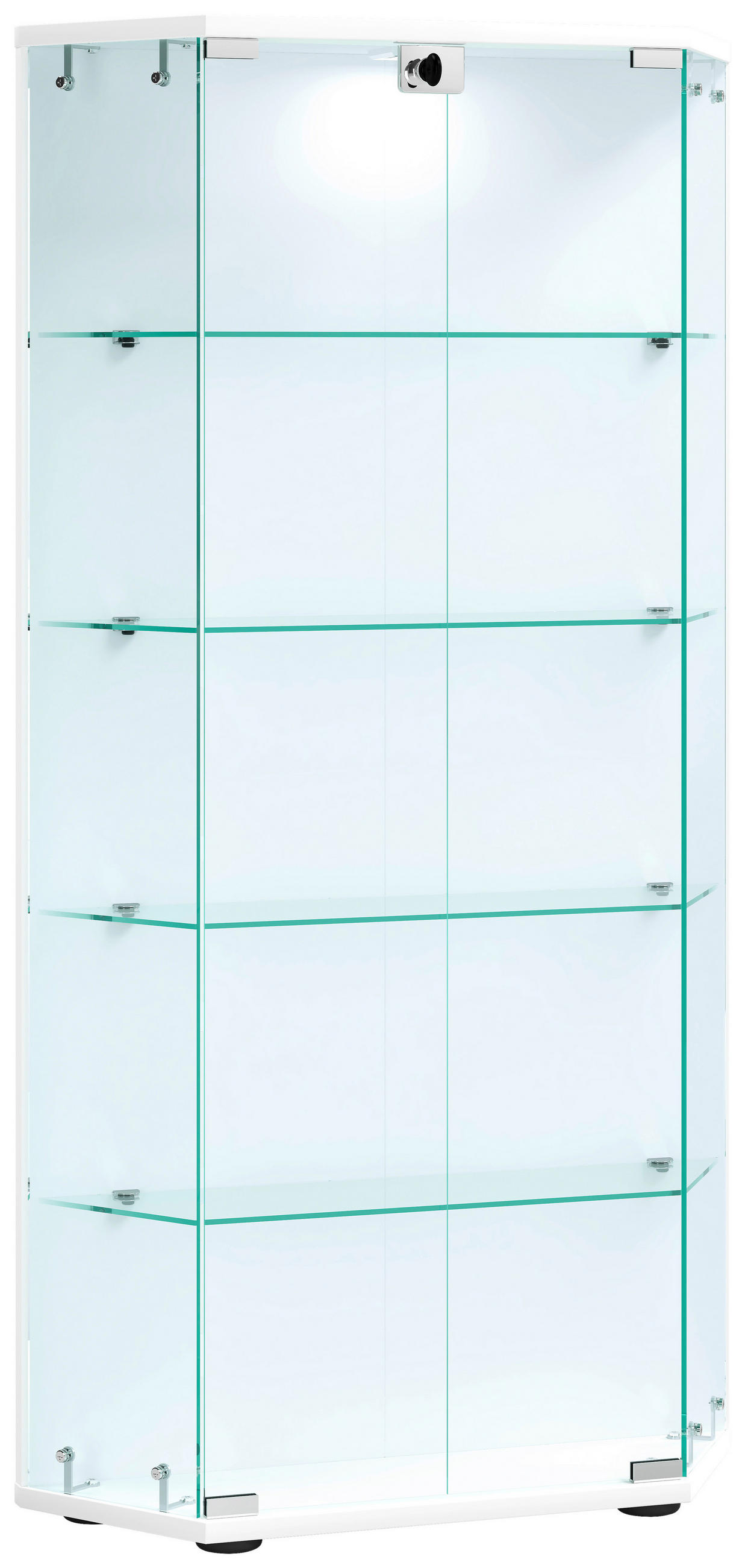 VITRINE in Weiß  - Transparent/Schwarz, Design, Glas/Holzwerkstoff (83/114/17cm) - MID.YOU