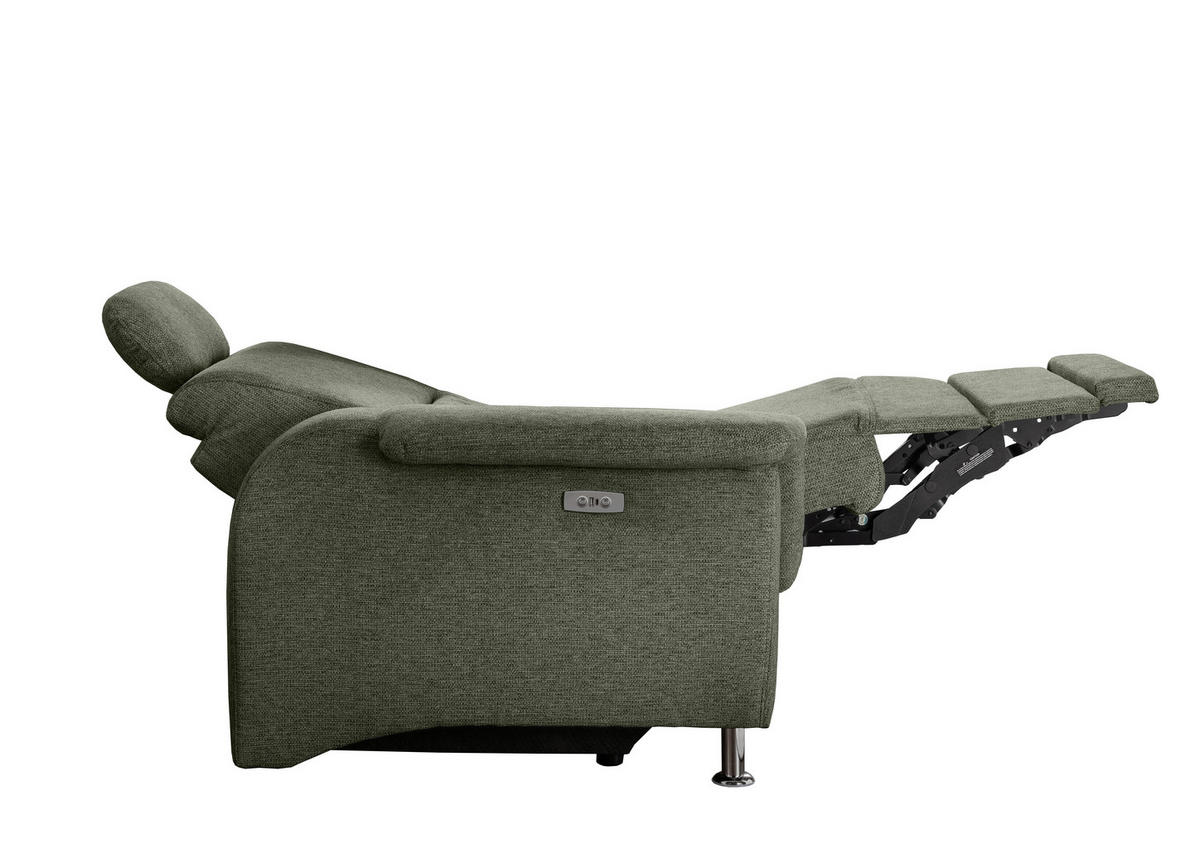 ECKSOFA in Chenille Grün  - Chromfarben/Grün, Modern, Textil/Metall (231/165cm) - Livetastic