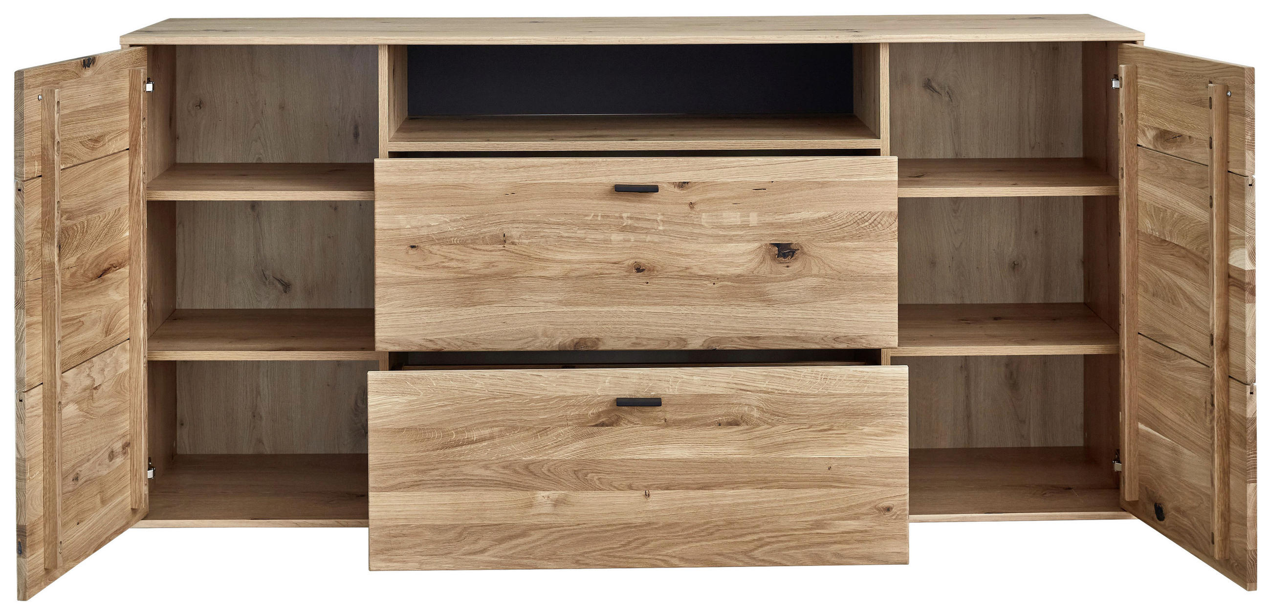 Thumbnail - Musterring Sideboard, Grau, Eiche, Metall, Asteiche, furniert, massiv, 2 Fächer, 2 Schubladen, 183x90x44 cm, Beimöbel er...